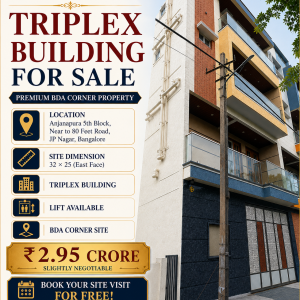 Premium BDA Corner Triplex Building for Sale in Anjanapura 5th Block, JP Nagar