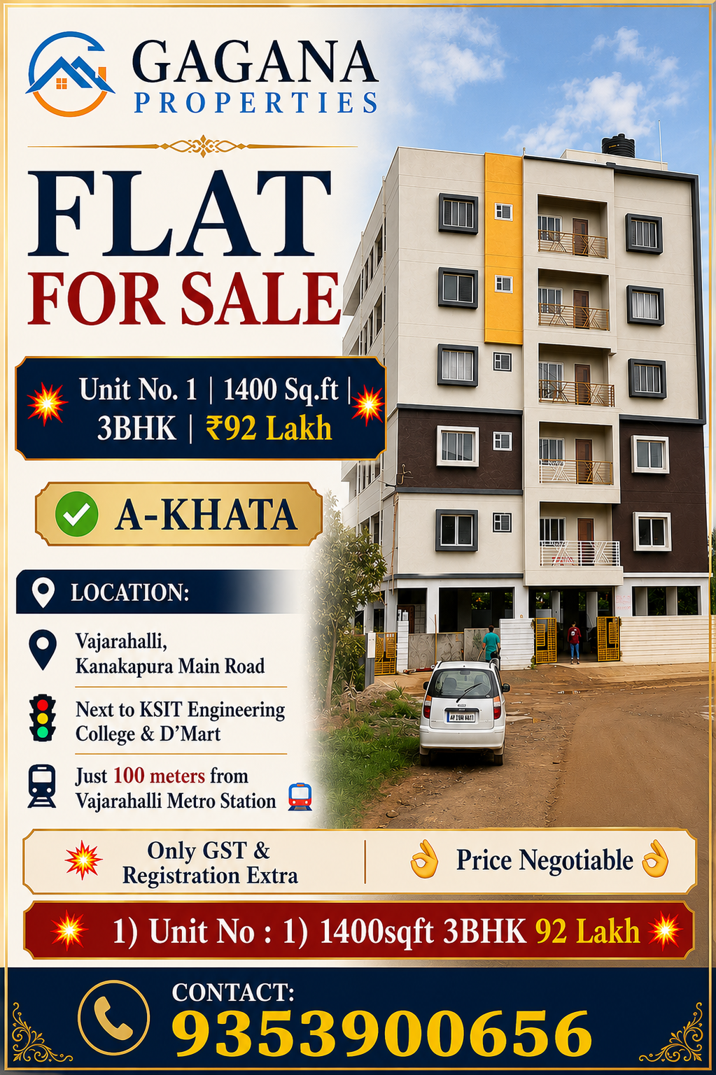 3 BHK Flat for Sale in Vajarahalli