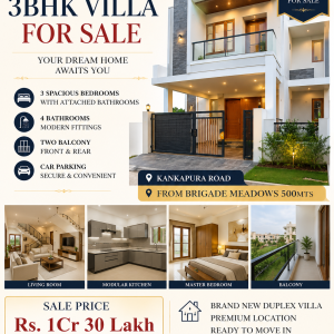 Brand New 3BHK Duplex Villa for Sale on Kanakapura Road