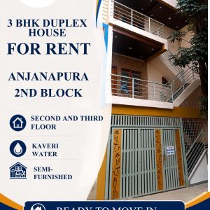 3 BHK Duplex House for Rent in Anjanapura 2nd Block,