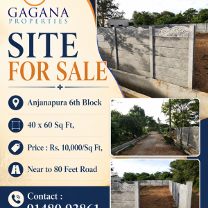 Site for Sale in Anjanapura 6th Block | 40×60 Plot