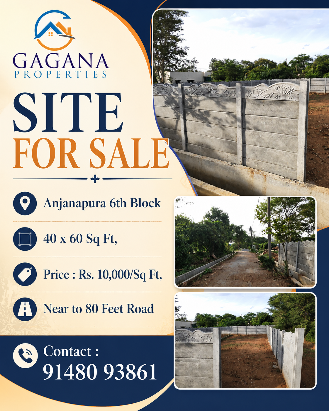 Site for Sale in Anjanapura 6th Block | 40×60 Plot